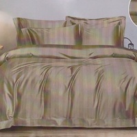 Kokvilnas satīna gultas veļas kompl.160x200 cm GAIŠBRŪNS ar līnijām- 20345
